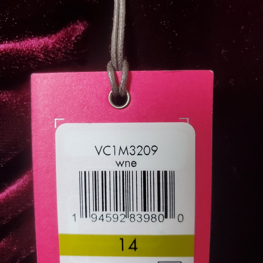 Vince Camuto Womens Wine Red Stretch Velvet Ruched V-Neck Dress Size 14 VC1M3209 - Picture 9 of 10